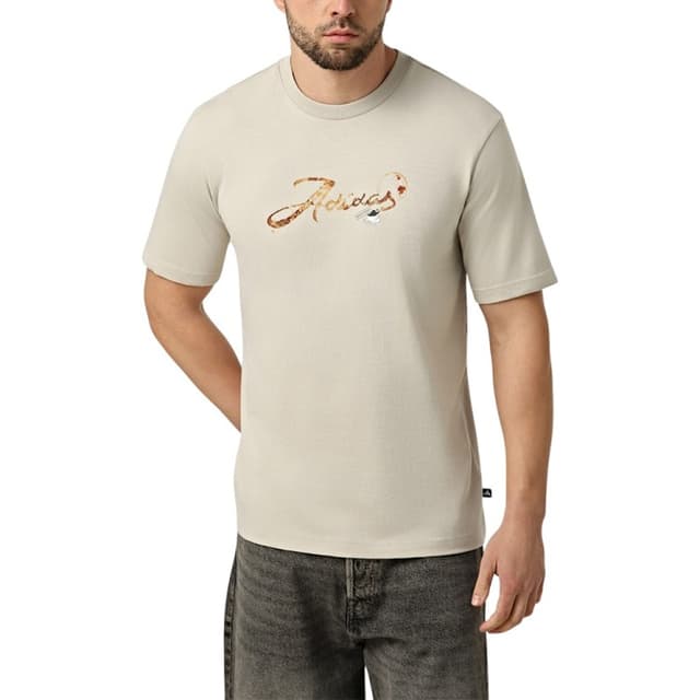 Футболка чоловіча Adidas M CAFE SCRIPT T бежева KB2505