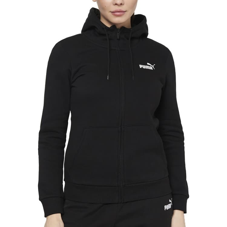 Толстовка жіноча Puma ESS Small Logo Full-Zip Hoodie FL чорна 58681101