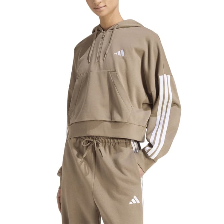 Толстовка жіноча Adidas W 3S FT QZ HD бежева KF8315