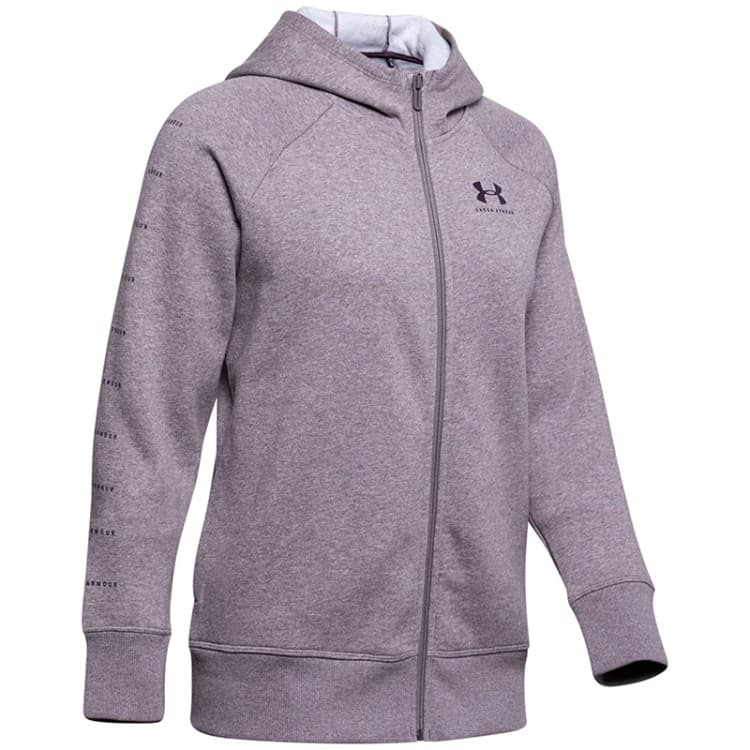 Толстовка женская Under Armour RIVAL FLEECE SPORTSTYLE LC SLEEVE GRAPHIC FZ серая 1348559-033