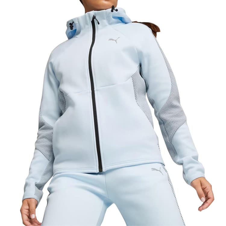 Толстовка жіноча Puma EVOSTRIPE Full-Zip Hoodie блакитна 67607369