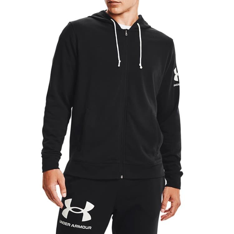 Толстовка мужская Under Armour Ua Rival Terry Fz Hd черная 1361606-001