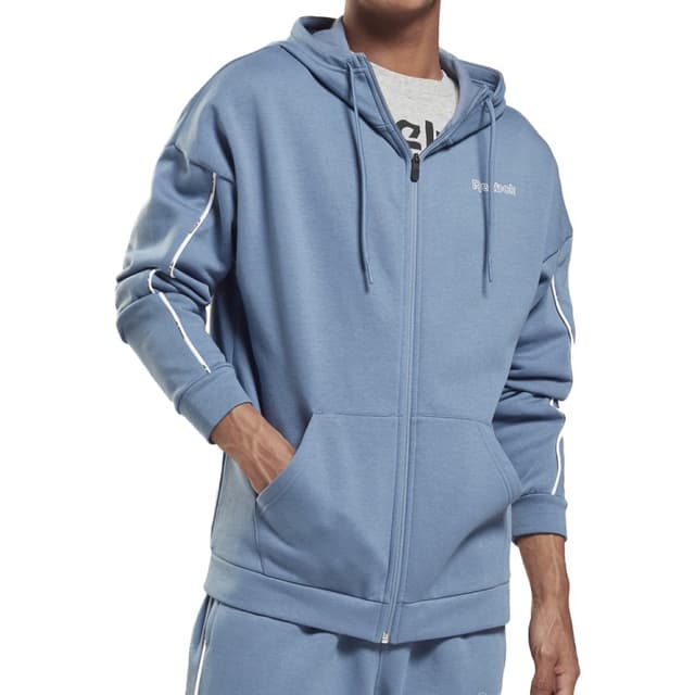 Толстовка мужская Reebok Te Piping Fz Hoodie синяя GS9303