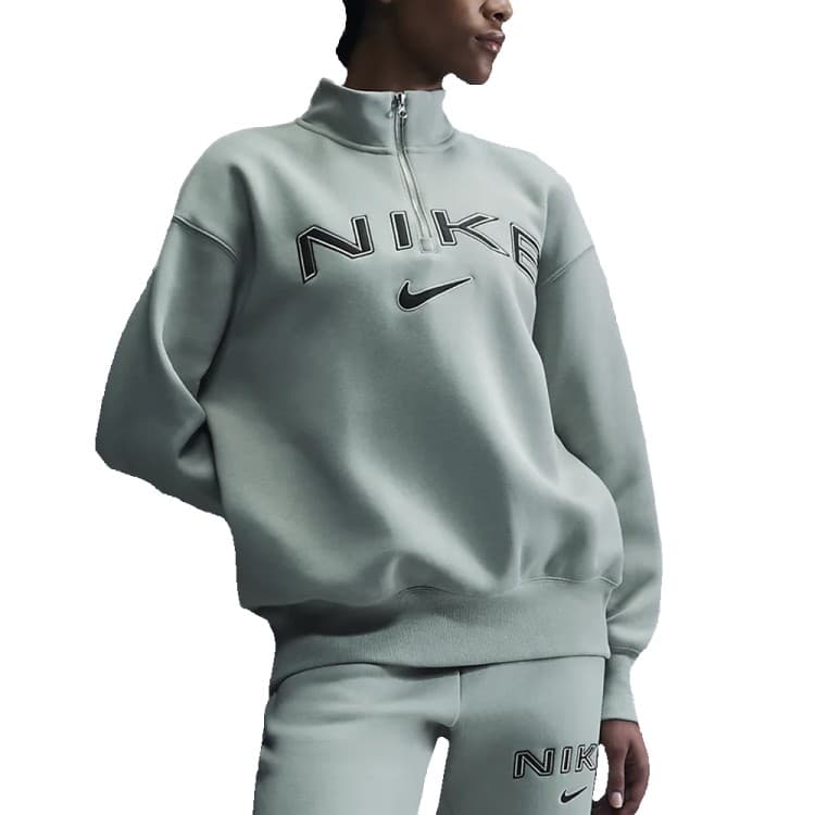 Толстовка жіноча Nike W NSW PHNX FLC OS LOGO QZ зелена FV7679-370