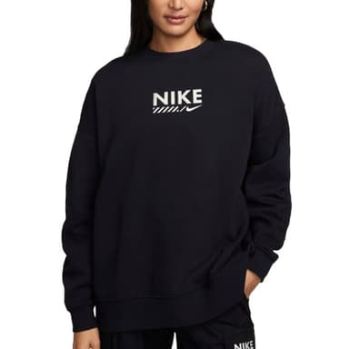 Толстовка жіноча Nike W NSW FLC OS CREW GLS чорна HM4318-010