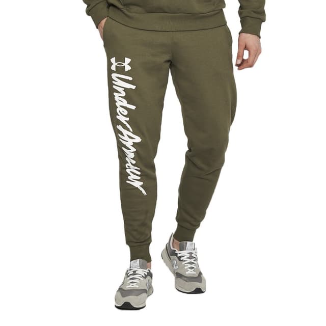 Штани чоловічі Under Armour UA Rival Fleece Graphic Jgrs оливкові 1379776-390
