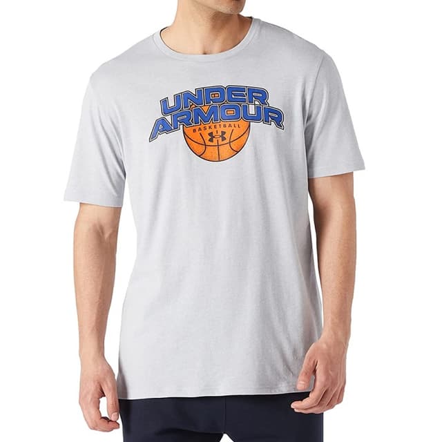 Футболка мужская Under Armour UA BBALL BRANDED WRDMRK  SS серая 1370233-011
