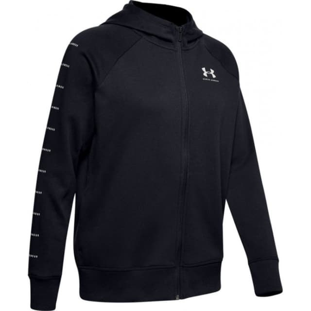 Толстовка жіноча Under Armour RIVAL FLEECE SPORTSTYLE LC SLEEVE GRAPHIC FZ чорна 1348559-001