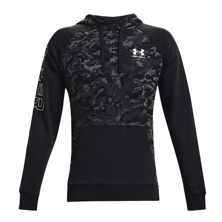 Толстовка мужская Under Armour Ua Rival Flc Camo Script Hd черная 1366308-001