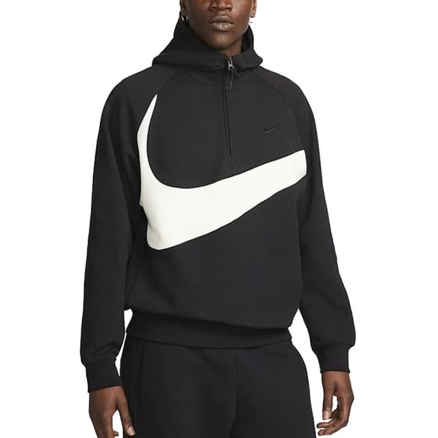 Толстовка мужская Nike M NK SWOOSH FLC HZ HOODIE черная DX0566-013