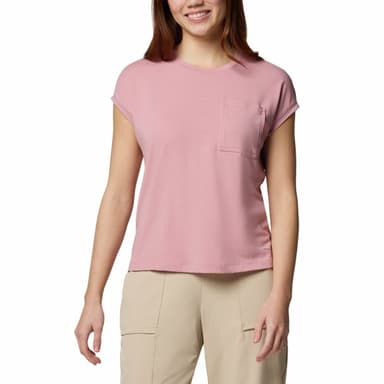 Футболка жiноча Columbia Boundless Trek™ Short Sleeve Tee рожева 2033481-659