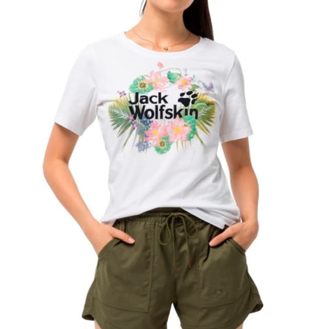 Футболка жіноча Jack Wolfskin Paradise Logo T W біла 1807661-5018