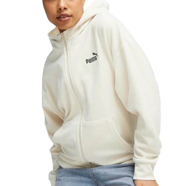 Толстовка жіноча Puma ESS ELEVATED Velour FZ Hoodie молочна 67599089