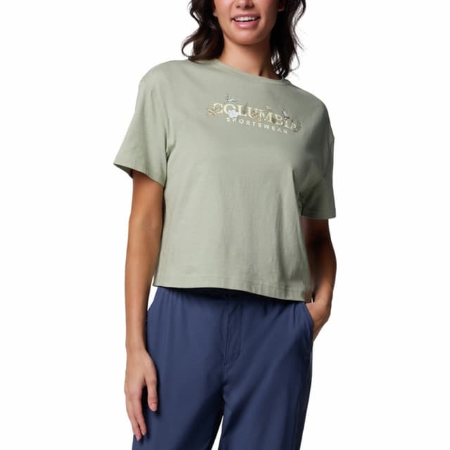 Футболка жiноча Columbia Rolling Bend™ Graphic Relaxed Crop SS хакі 2119991-348