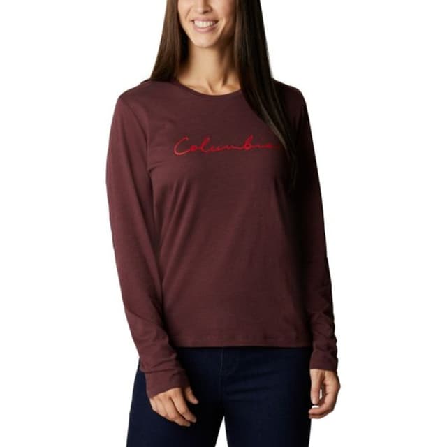 Футболка с длинным рукавом женская Columbia Trek™ Relaxed LS Tee бордовая 1960011-671
