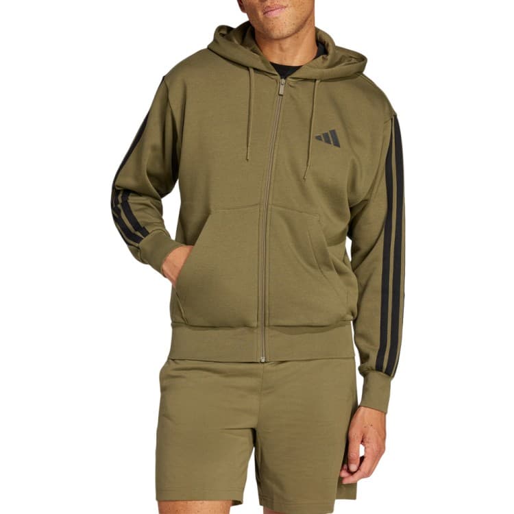 Толстовка чоловіча Adidas M 3S FL FZ HD оливкова JD1864